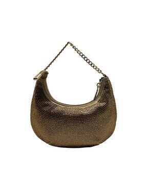 Nina Gold Crystal Crescent Moon Crossbody Bag